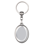 Llavero ovalado de metal con posibilidad de marcaje en ambas caras color plateado brillante segunda vista