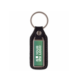 Llavero promocional rectangular de metal para personalizar con cuero vista principal
