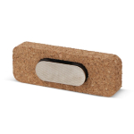 Identificador rectangular de corcho ecológico con imán color natural segunda vista