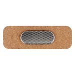 Identificador rectangular de corcho ecológico con imán color natural cuarta vista
