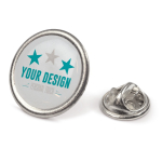 Pin redondo conmemorativo de metal para personalizar Ø20mm color plateado brillante