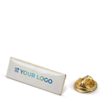 Pin para publicidad rectangular de metal dorado 30x10mm vista principal