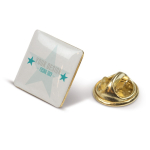 Pin con logotipo, cuadrado de metal dorado 15x15mm color dorado