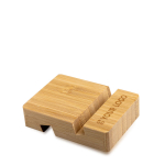 Soporte de bambú para móviles y tablets con distintos tamaños color marrón claro vista de impresión