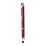 Bolígrafo grabado de aluminio barato táctil tinta azul color rojo oscuro
