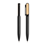 Bolígrafo de metal y bambú con giro y tinta azul Dokumental® color negro vista 11