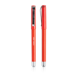 Roller de plástico con tapón de clip metálico y tinta azul de gel