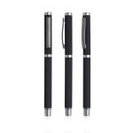 Roller metálico con acabado de goma y tapón con clip tinta azul color negro vista 11