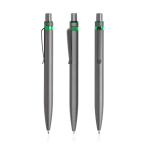 Bolígrafo de aluminio reciclado con detalle a color tinta azul color verde