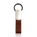 Llavero con correa de cuero sintético y aro de fácil apertura color marrón