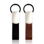 Llavero con correa de cuero sintético y aro de fácil apertura vista con logo impreso