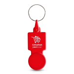 Llavero de plástico con ficha para carro ideal para la compra color rojo vista con logo impreso