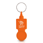 Llavero de plástico con ficha para carro ideal para la compra color naranja vista con logo impreso