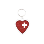 Llavero con forma de corazón con inserción de papel a 2 caras vista con logo impreso