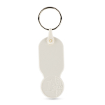 Llavero de plástico con moneda de 1 euro y carátula personalizable color blanco