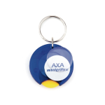 Llavero con moneda para carro y papel personalizable en la cubierta color azul real vista de impresión