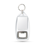 Llavero con abrebotellas y cápsula para papel personalizado color transparente