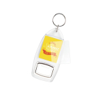 Llavero con abrebotellas y cápsula para papel personalizado color transparente