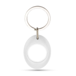 Llavero con forma ovalada que tiene moneda para carro interior color blanco