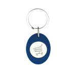 Llavero con forma ovalada que tiene moneda para carro interior color azul real