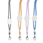 Lanyard promocional moderno tubular de poliéster con mosquetón 3cm vista con varios colores
