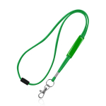 Lanyard tubular de poliéster con mosquetón y cierre de seguridad color verde