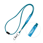 Lanyard tubular de poliéster con mosquetón y cierre de seguridad color turquesa vista 1
