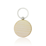 Llavero de madera con forma redonda y gran zona para grabado color marrón claro
