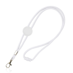 Lanyard personalizado tubular regulable de poliéster con mosquetón 3cm color blanco