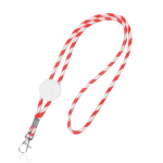 Lanyard tubular de poliéster con diseño de rayas de colores color rojo