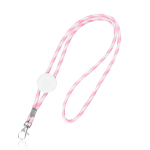 Lanyard tubular de poliéster con diseño de rayas de colores color rosa claro