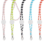 Lanyard tubular de poliéster con diseño de rayas de colores vista con varios colores