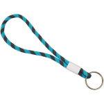 Llavero tipo lanyard ajustable con anilla metálica color turquesa vista de impresión