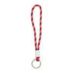 Llavero tipo lanyard ajustable con anilla metálica color rosa fluorescente