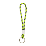 Llavero tipo lanyard ajustable con anilla metálica color verde fluorescente