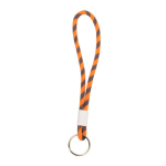 Llavero tipo lanyard ajustable con anilla metálica color naranja fluorescente
