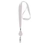 Lanyard de poliéster con porta credencial extensible bloqueador color blanco