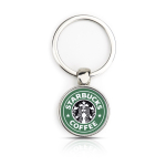 Llavero redondo metálico con personalización a dos caras y tapa color plateado vista de impresión