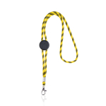Lanyard tubular rayado sostenible de RPET con mosquetón 3cm color amarillo