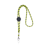 Lanyard tubular rayado sostenible de RPET con mosquetón 3cm color verde claro