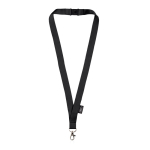 Lanyard de RPET con cierre de seguridad y mosquetón metálico 3cm color negro vista 11