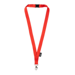 Lanyard de RPET con cierre de seguridad y mosquetón metálico 3cm color rojo