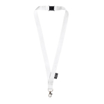 Lanyard de RPET con cierre de seguridad y mosquetón metálico 3cm color blanco