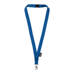 Lanyard de RPET con cierre de seguridad y mosquetón metálico 3cm color azul marino