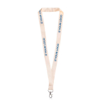 Lanyard clásico en color natural de algodón orgánico 2cm color beige vista de impresión
