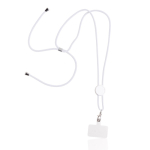 Cordón para llevar el móvil de RPET con pieza regulable color blanco