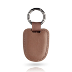 Llavero de cuero reciclado de alta calidad con anilla tipo lazo color marrón