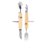 Set de cubiertos de metal plegable con 5 funciones Camping color marrón claro