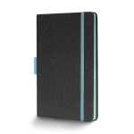 Libreta de cuero sintético con detalles de color A5 hojas a rayas color azul claro vista de impresión