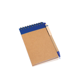 Bloc de notas de cartón con anillas y bolígrafo A6 hojas lisas color azul marino